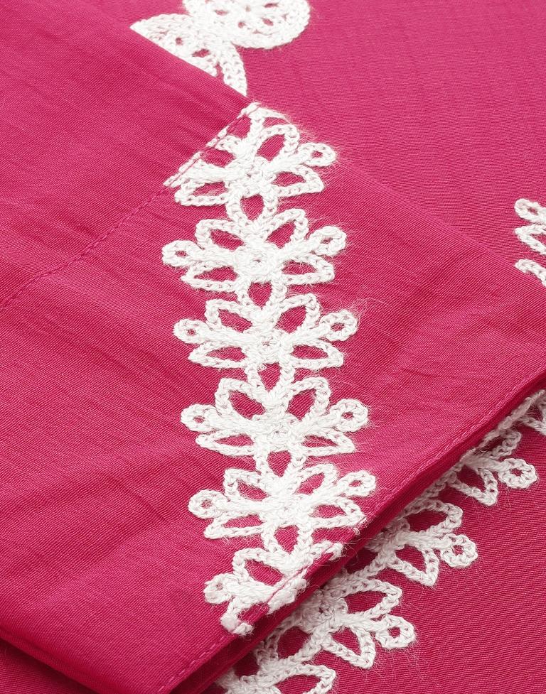 Pink Embroidery Chinnon Straight Kurta