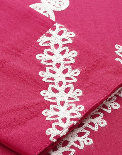 Pink Embroidery Chinnon Straight Kurta