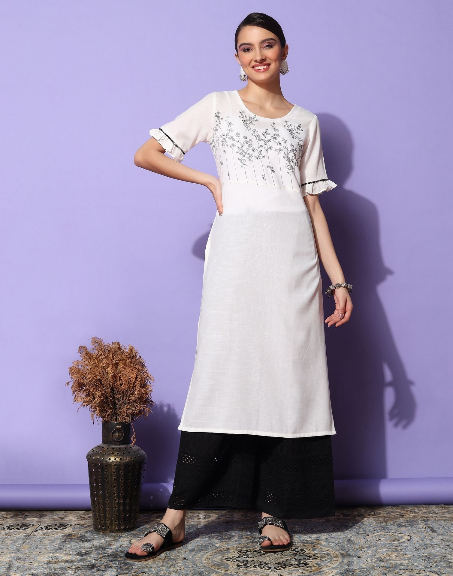 White Pigment Printed Kurta | Sudathi