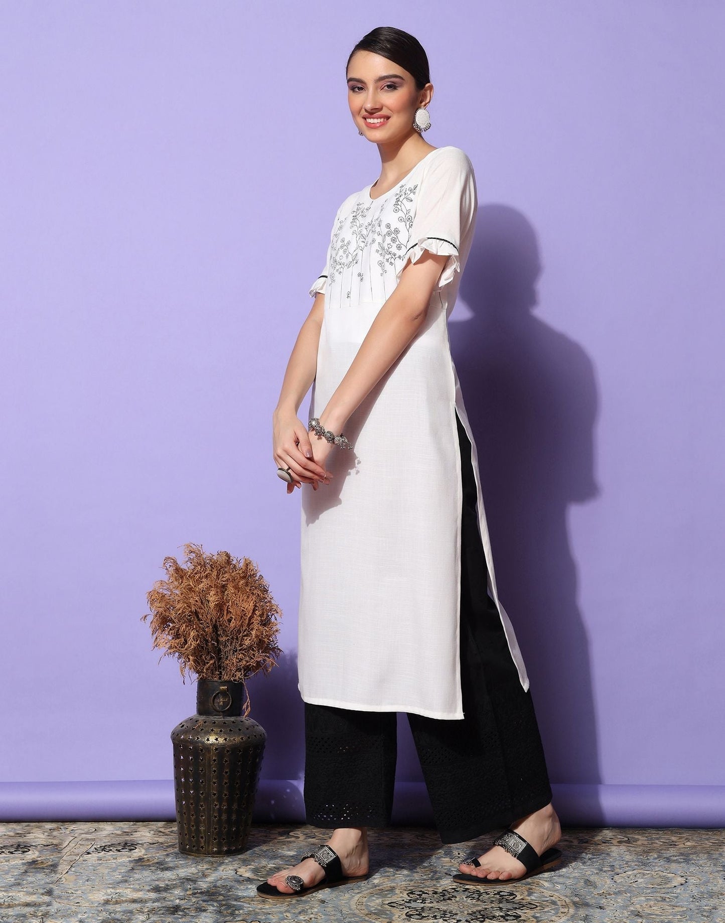 White Pigment Printed Kurta | Sudathi
