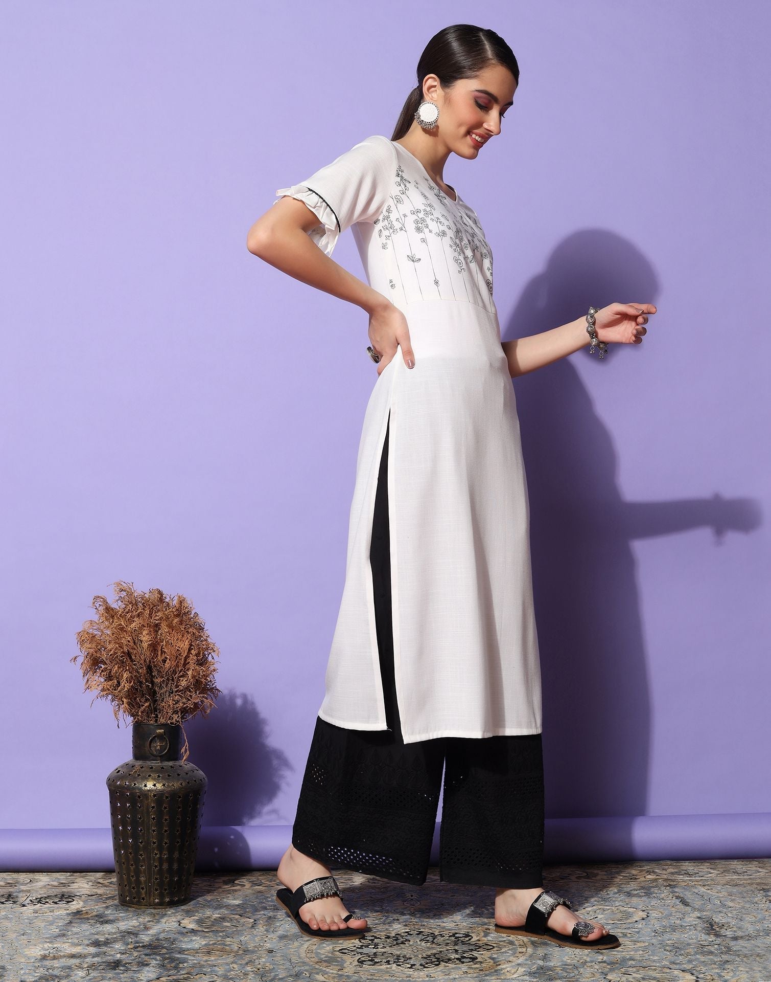 White Pigment Printed Kurta | Sudathi