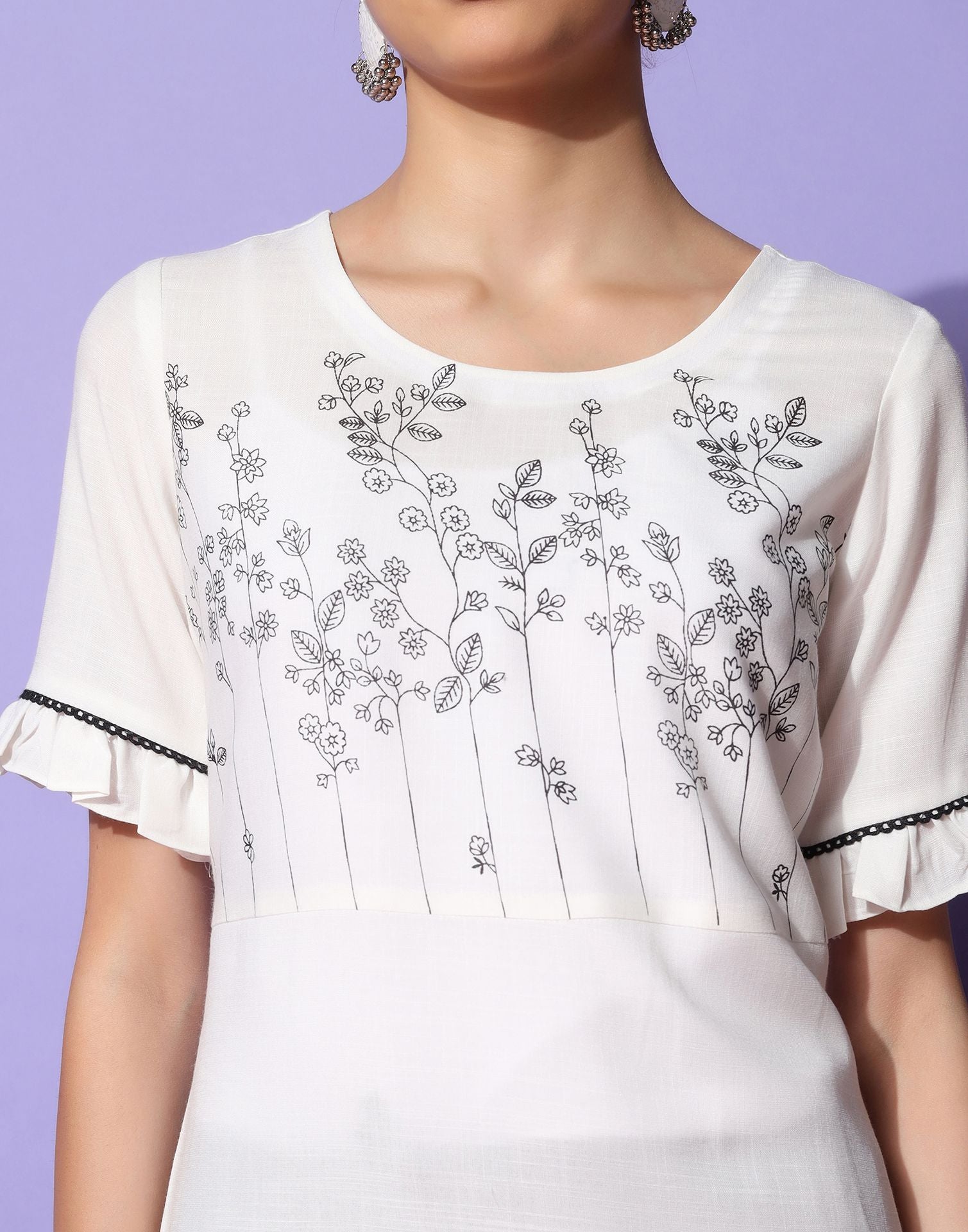 White Pigment Printed Kurta | Sudathi