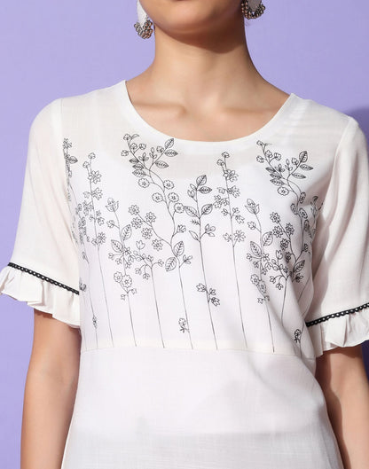 White Pigment Printed Kurta | Sudathi