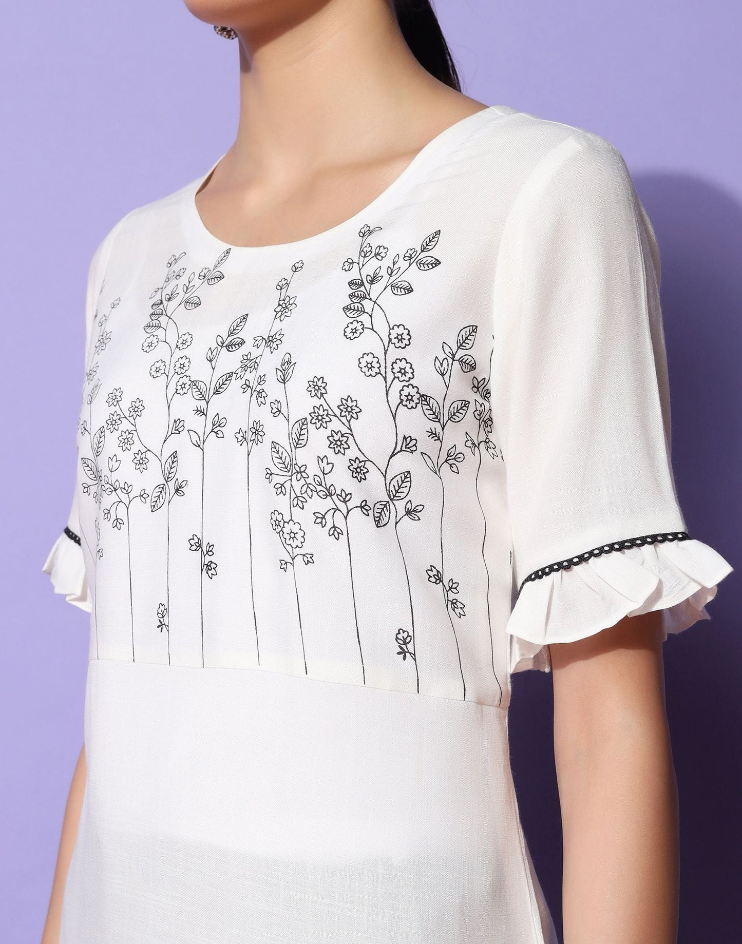 White Pigment Printed Kurta | Sudathi