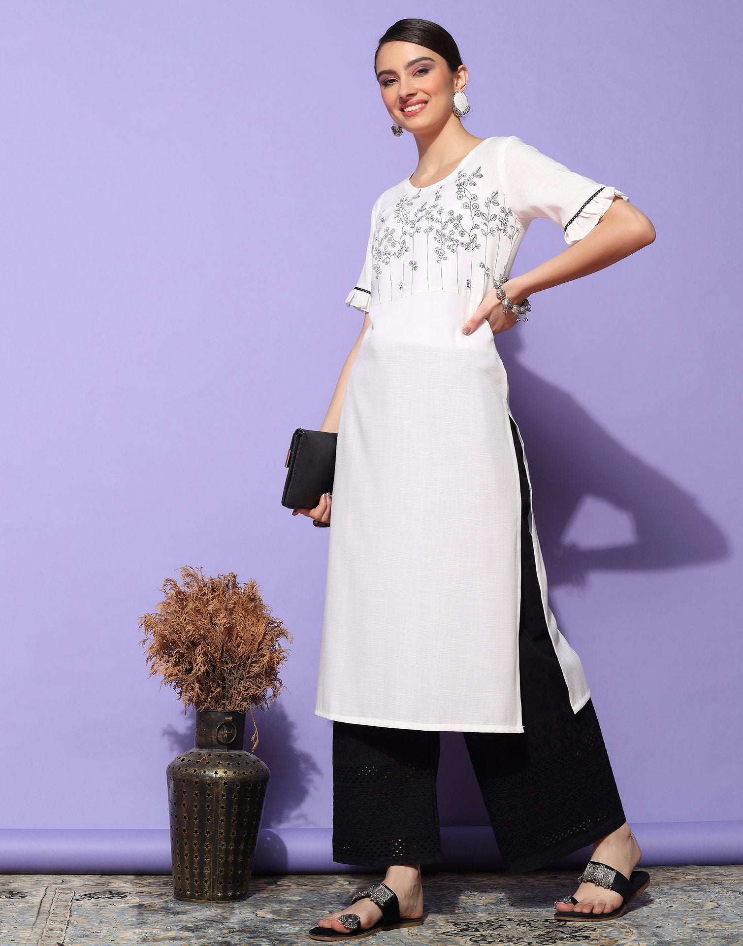 White Pigment Printed Kurta | Sudathi