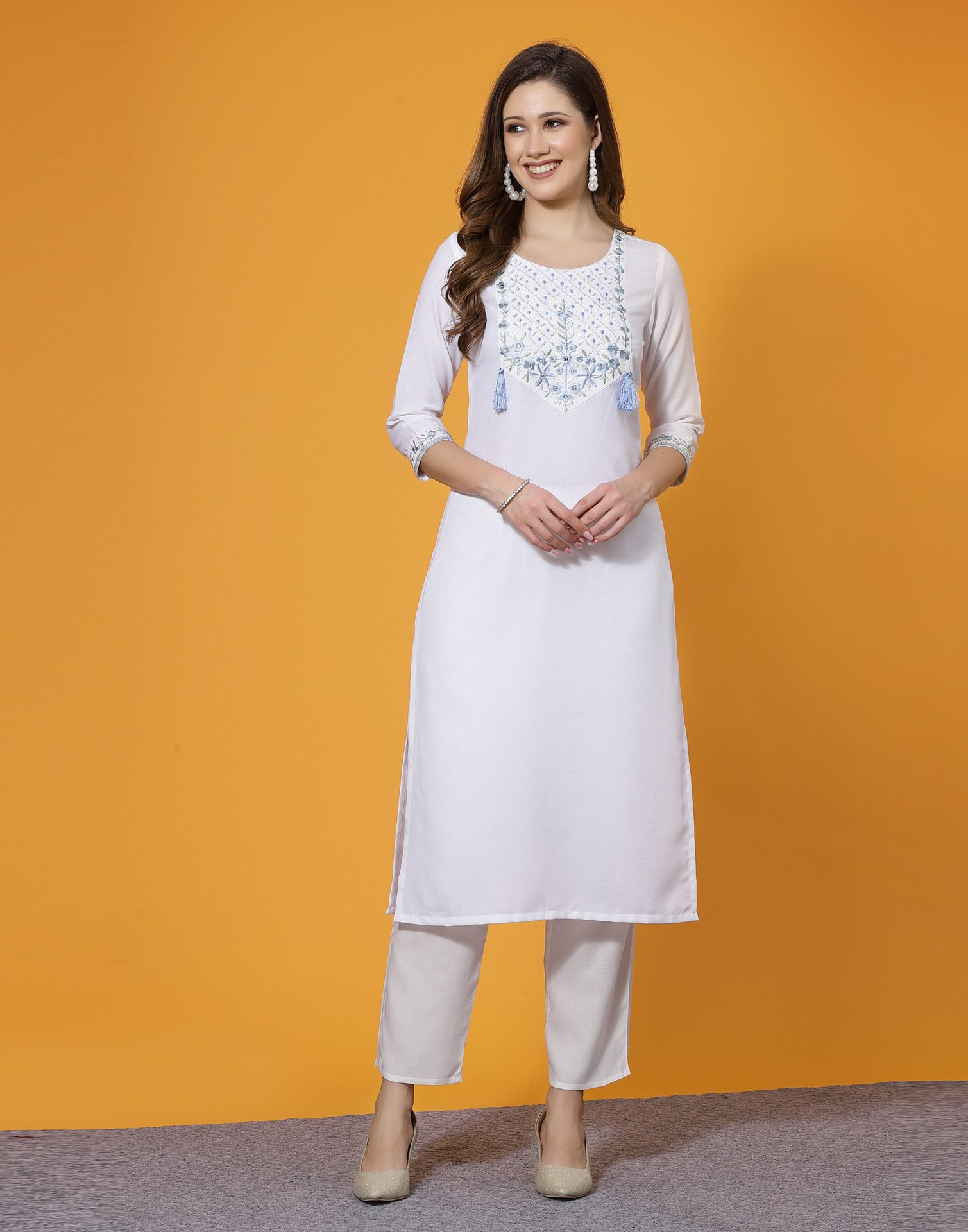 White Embroidery Kurta | Sudathi