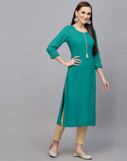 Sky Blue Plain Straight Kurti | Leemboodi