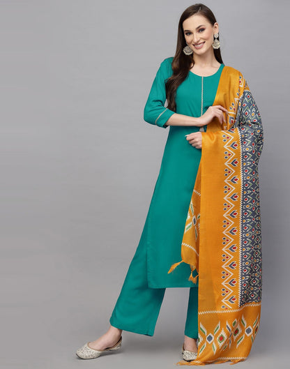 Sky Blue Plain Kurti With Pant And Dupatta | Leemboodi