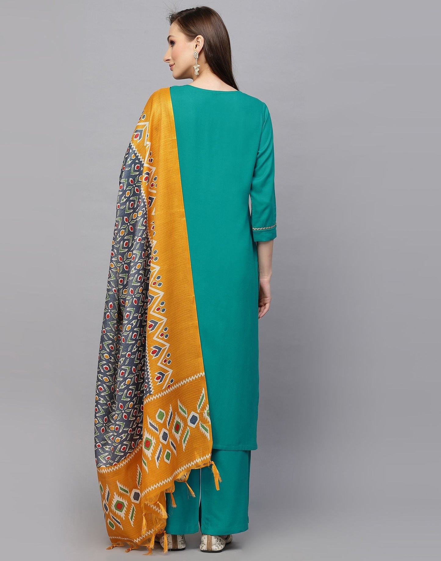 Sky Blue Plain Kurti With Pant And Dupatta | Leemboodi