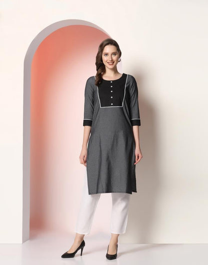 Grey Woven Silk Straight Kurta