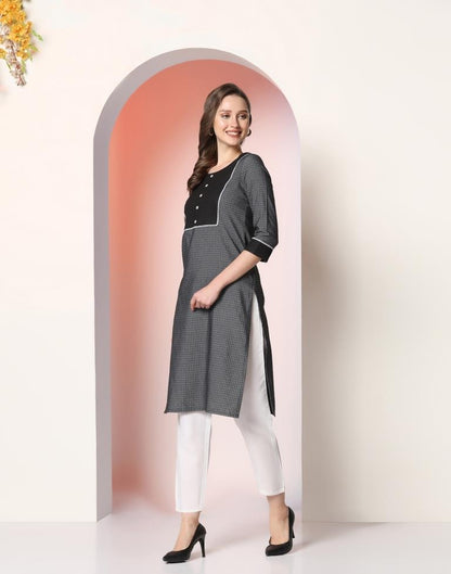 Grey Woven Silk Straight Kurta