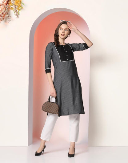 Grey Woven Silk Straight Kurta