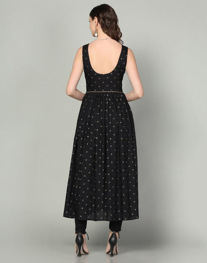 Black Rayon Printed Kurta