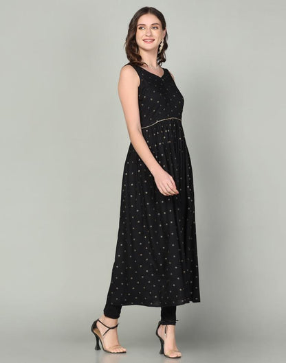 Black Rayon Printed Kurta