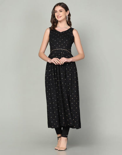 Black Rayon Printed Kurta