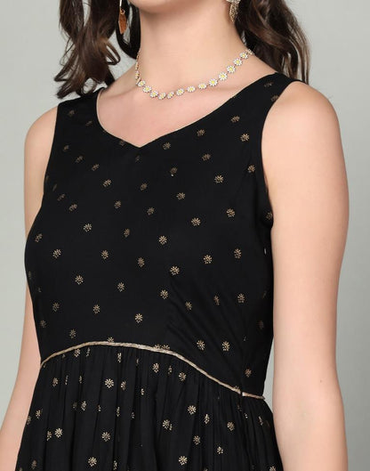 Black Rayon Printed Kurta