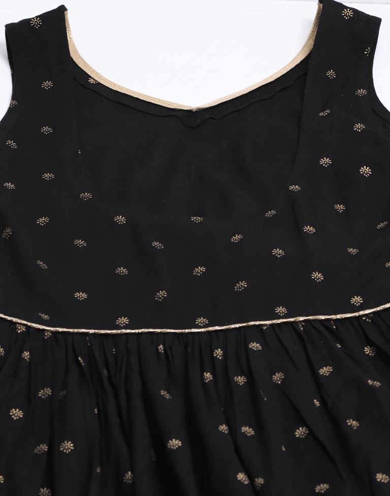 Black Rayon Printed Kurta