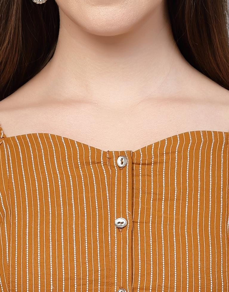 Light Brown Woven Crop Top | Leemboodi