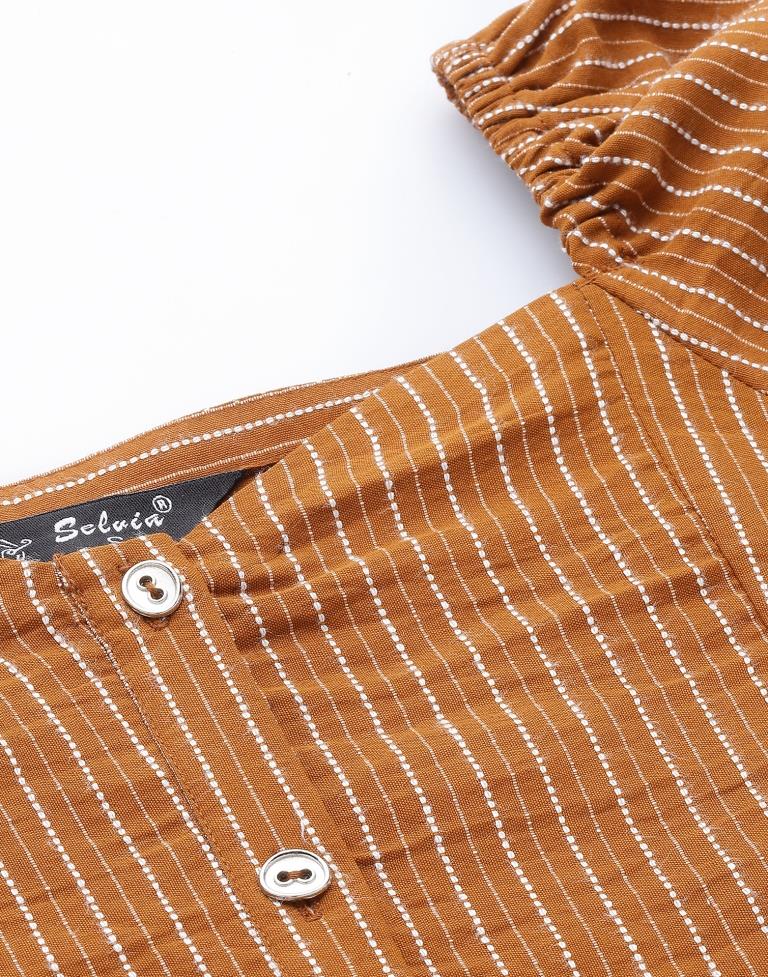 Light Brown Woven Crop Top | Leemboodi