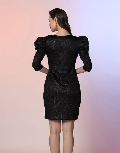 Black Lycra Shimmer dress Dress | Leemboodi