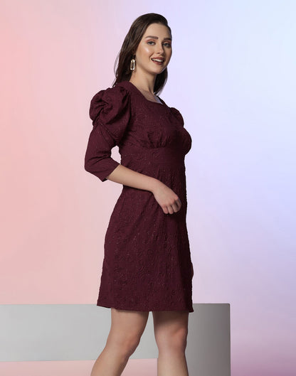 Maroon Lycra Shimmer Dress | Sudathi