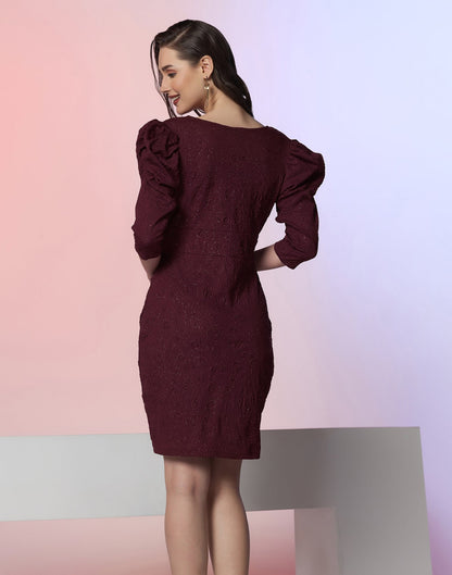 Maroon Lycra Shimmer Dress | Sudathi