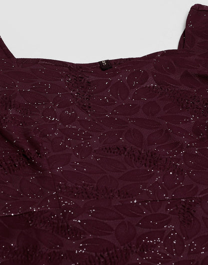 Maroon Lycra Frill Hem Dress | Sudathi