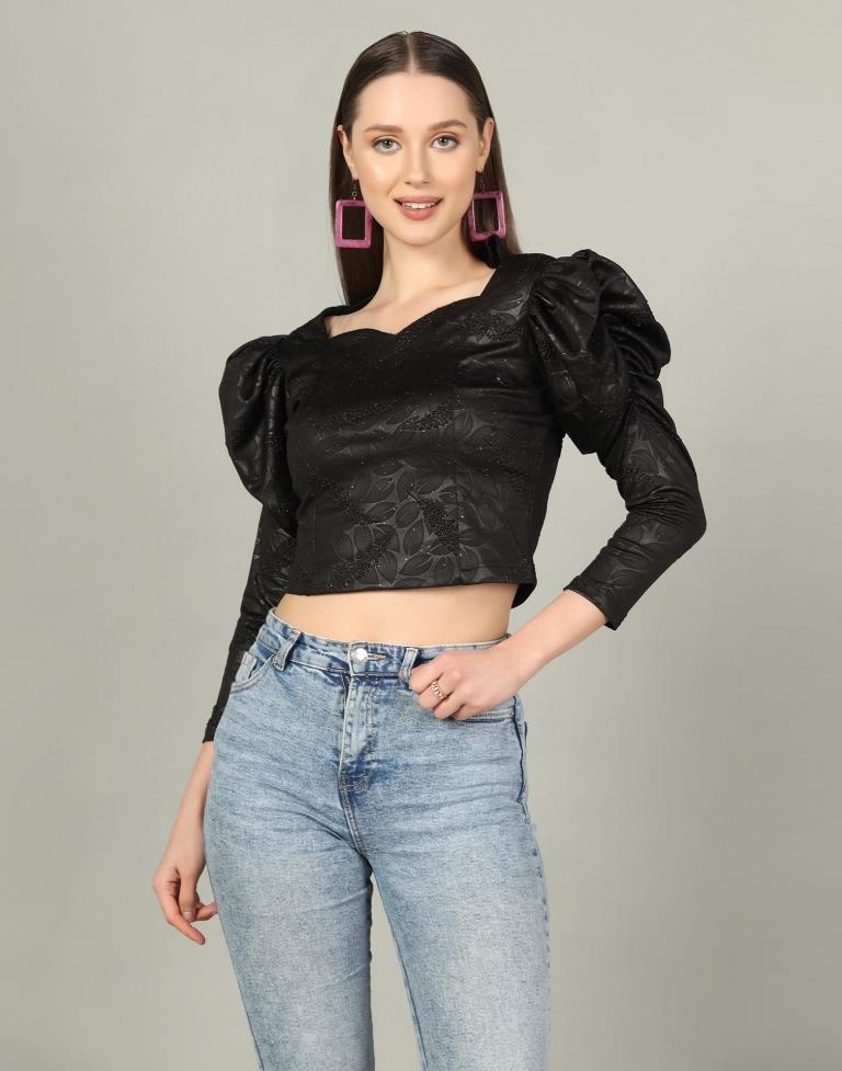 Black Puff Sleeve Top | Sudathi