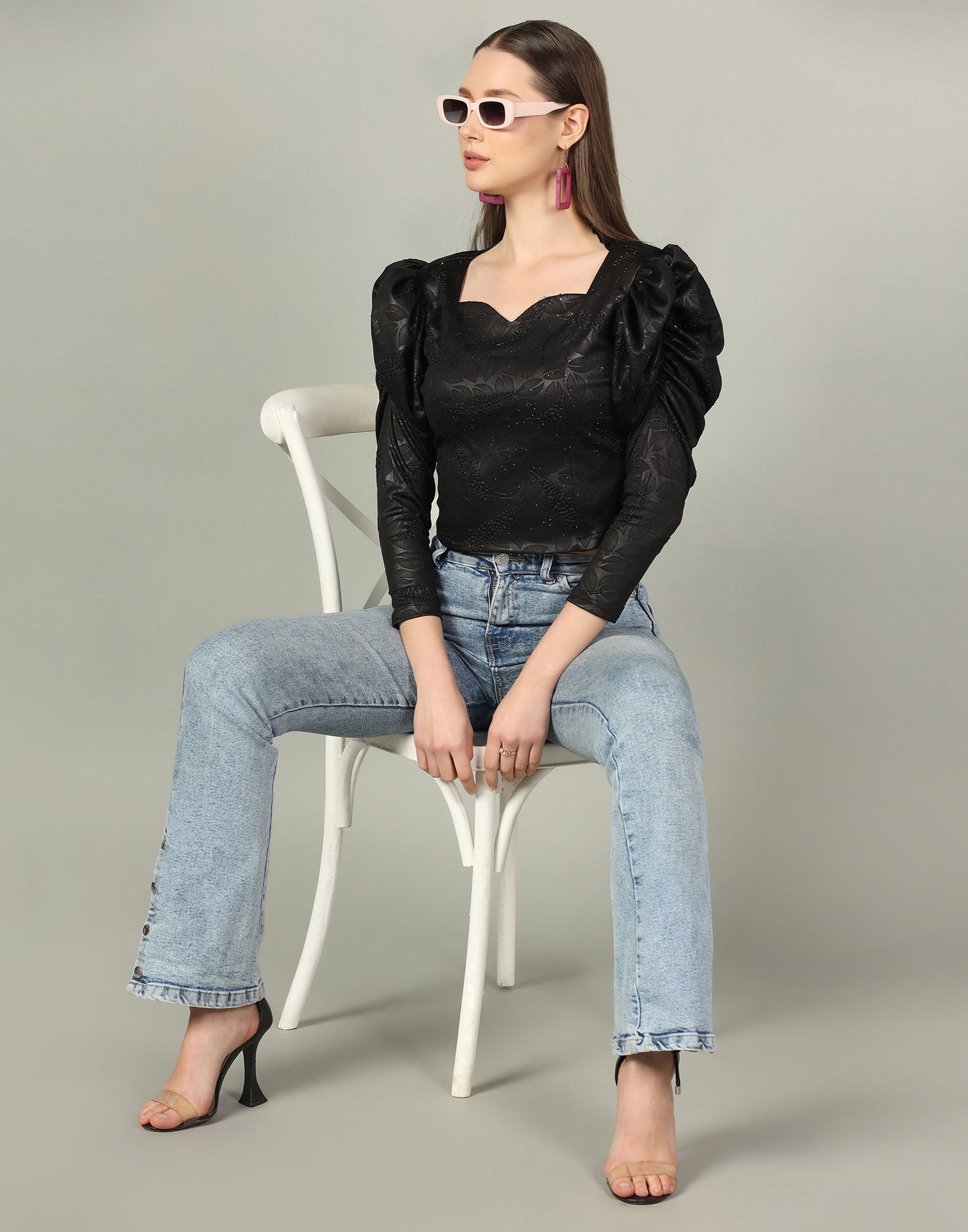 Black Puff Sleeve Top | Sudathi