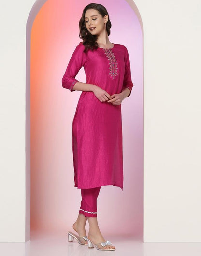 Pink Embroidered Kurta