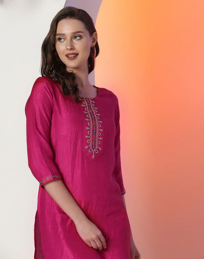 Pink Embroidered Kurta