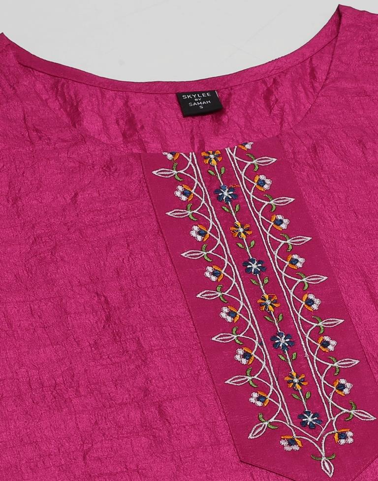 Pink Embroidered Kurta