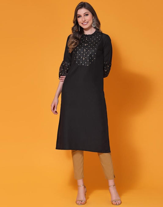 Black Foil Prined Kurta