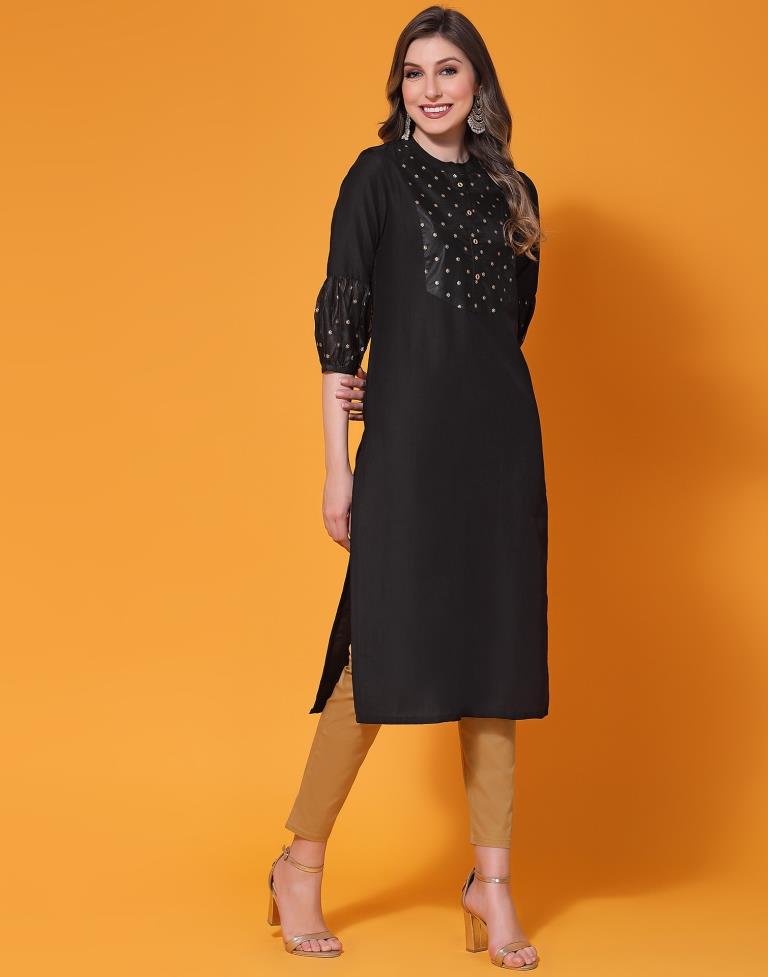 Black Foil Prined Kurta