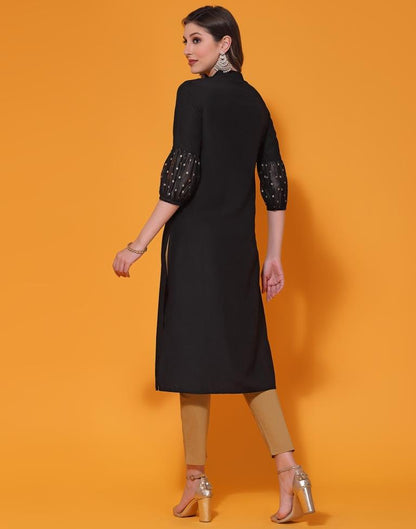 Black Foil Prined Kurta