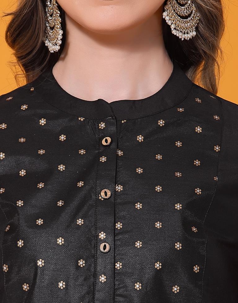 Black Foil Prined Kurta