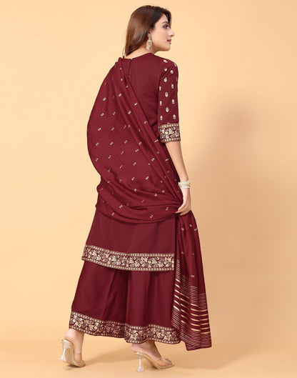 Maroon Kurti With Sharara And Dupatta | Leemboodi