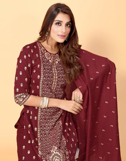 Maroon Kurti With Sharara And Dupatta | Leemboodi