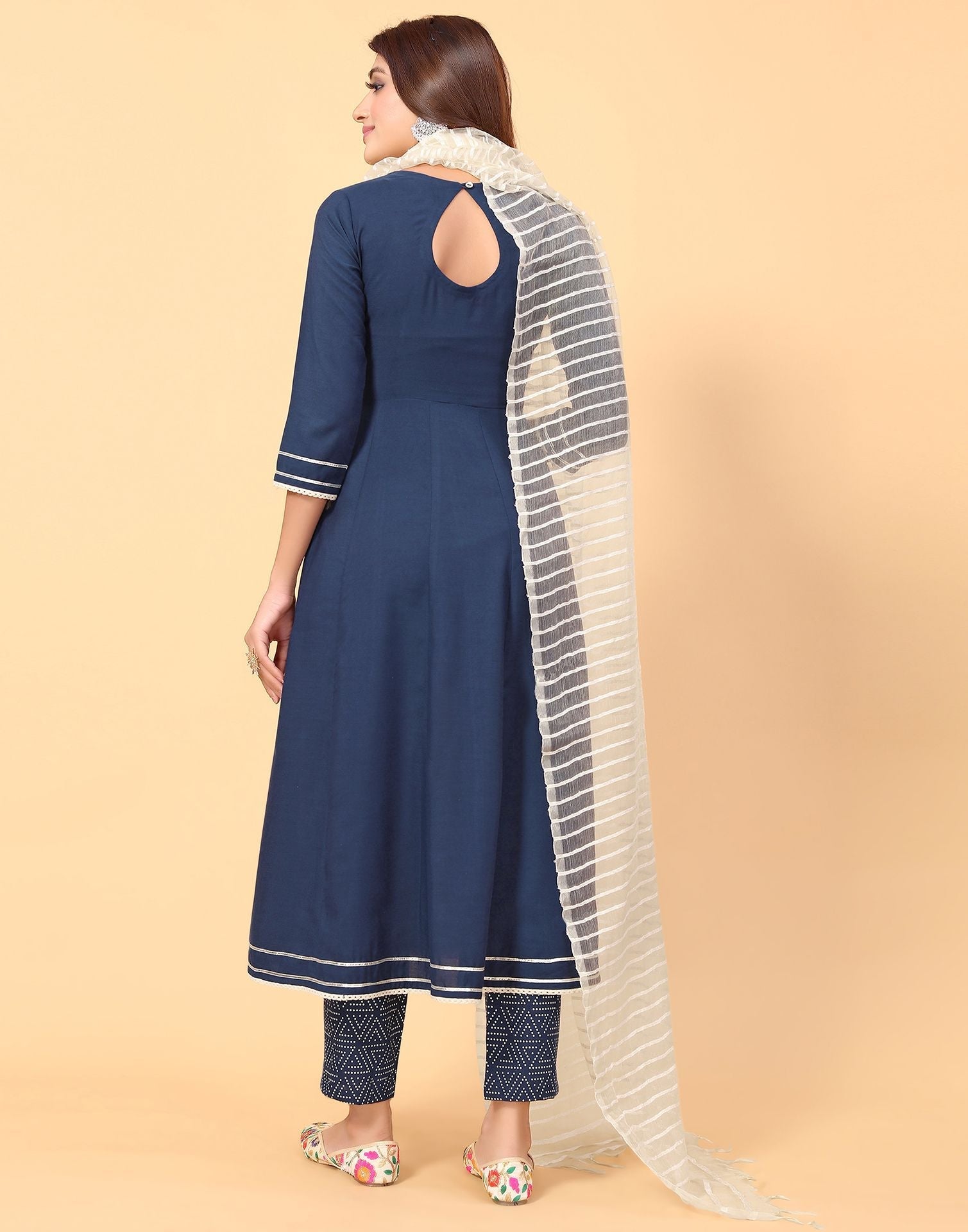 Blue Kurti With Pant And Dupatta | Leemboodi