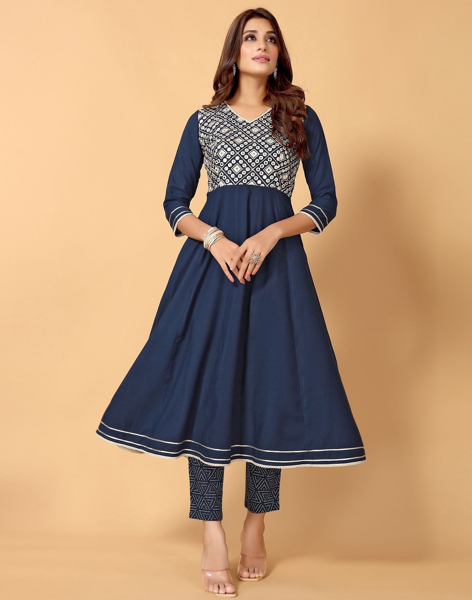 Blue Kurti With Pant And Dupatta | Leemboodi