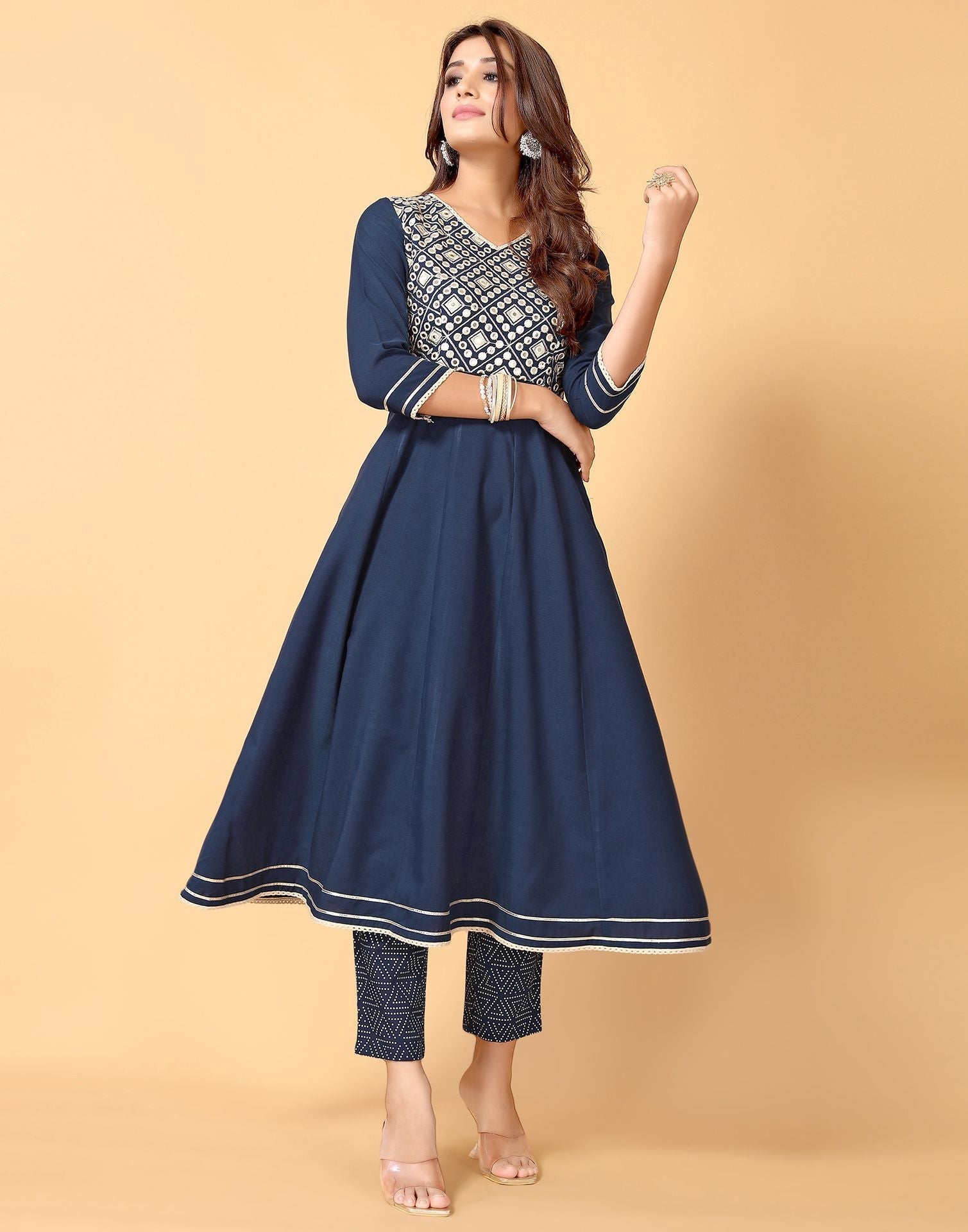 Blue Kurti With Pant And Dupatta | Leemboodi