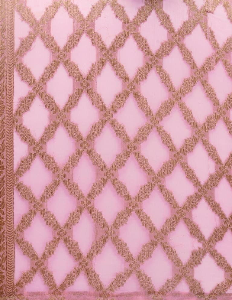 Enticing Pink Coloured Chiffon Jacquard Banarasi Dupatta | Sudathi