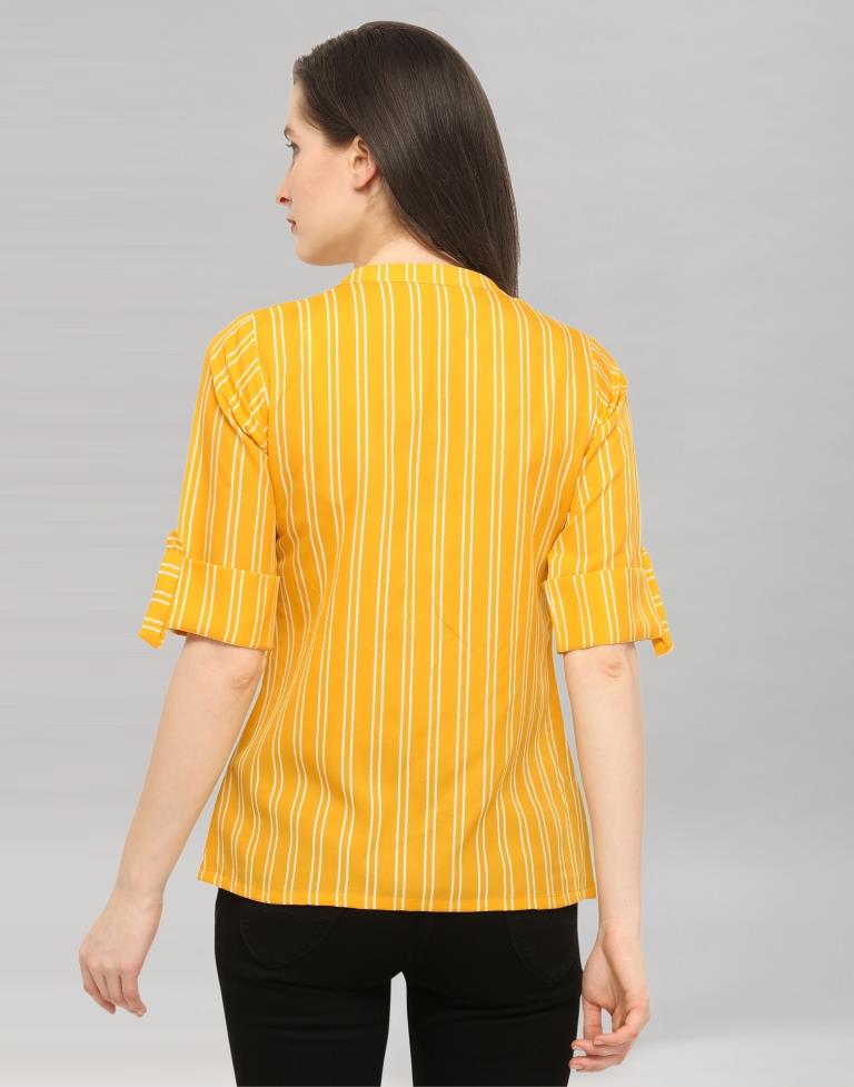 Yellow Coloured Printed Crepe Top | Sudathi