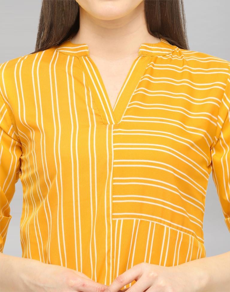 Yellow Coloured Printed Crepe Top | Sudathi
