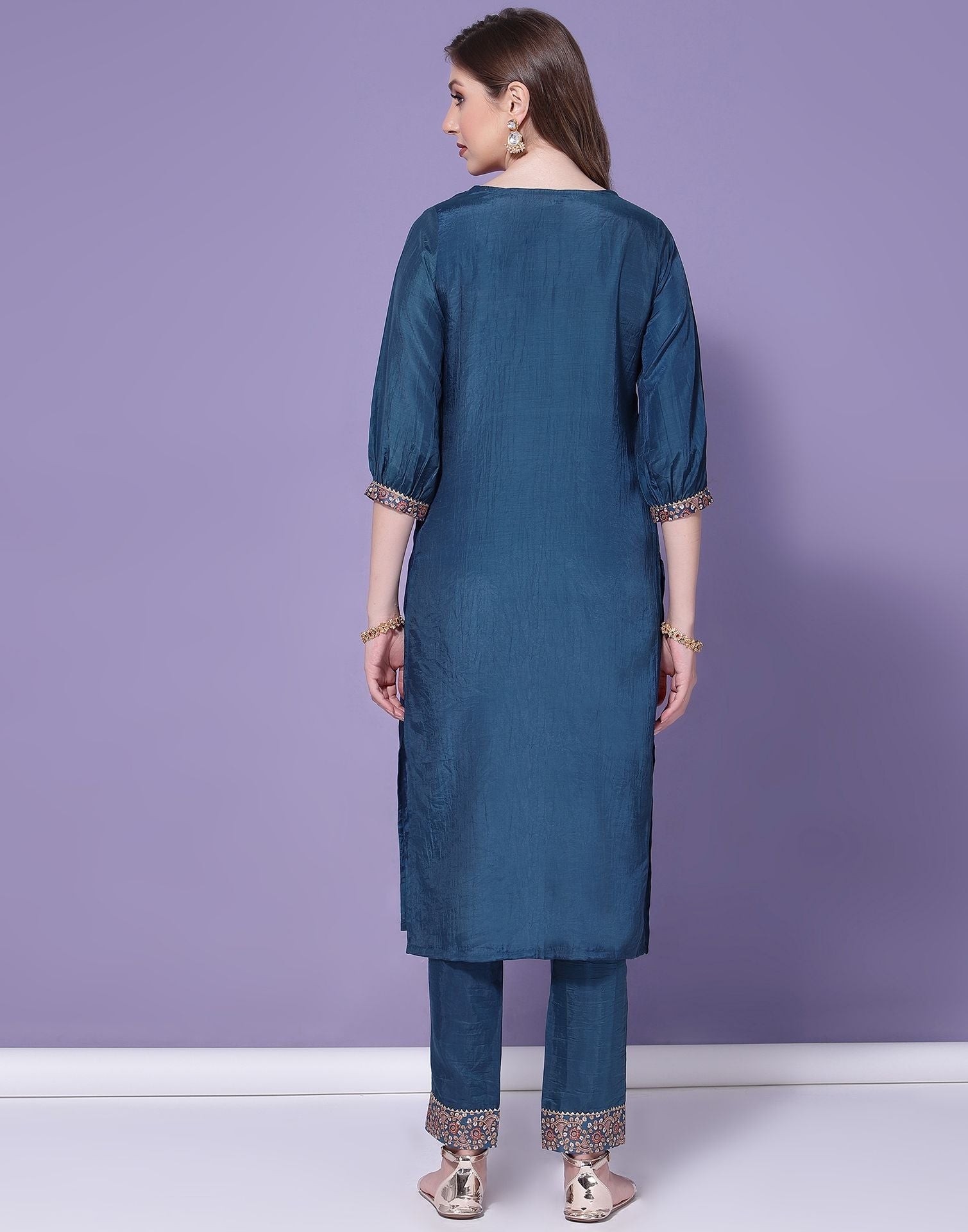 Blue Kurti With Pant Set | Leemboodi