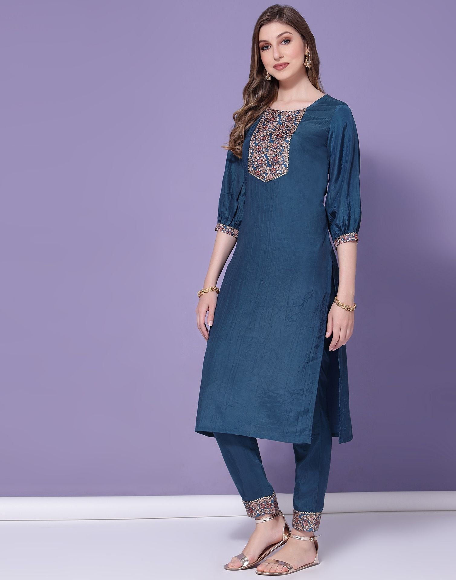 Blue Kurti With Pant Set | Leemboodi