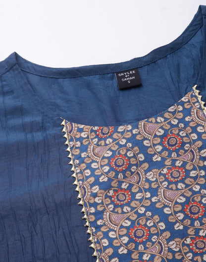 Blue Kurti With Pant Set | Leemboodi