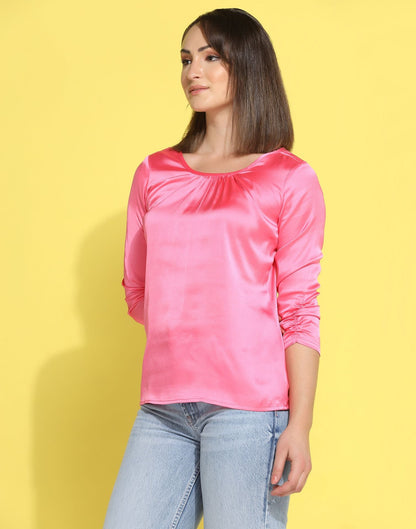 Pink Pleated Neck Top | Sudathi