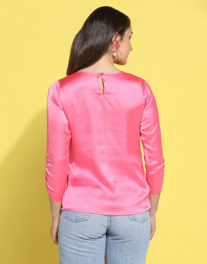 Pink Pleated Neck Top | Sudathi