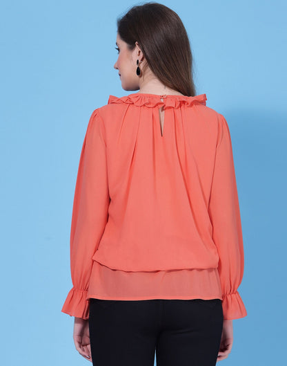 Orange Ruffle detail Top | Sudathi